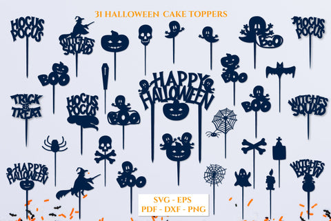 Halloween cake topper bundle. Cake topper svg. Laser cut SVG Angelina Semenova 