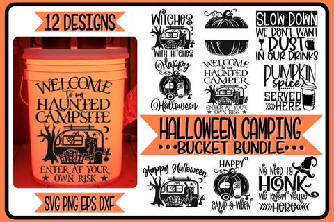 Halloween Camping Bucket SVG Bundle - 12 Designs SVG PNG EPS DXF SVG On the Beach Boutique 