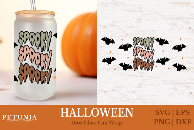 Halloween Can Glass | 16oz Libbey Can Glass Wrap SVG SVG Petunia Digital Design 