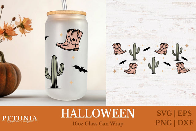 Halloween Can Glass | 16oz Libbey Can Glass Wrap SVG SVG Petunia Digital Design 