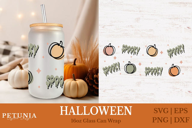 Halloween Can Glass | 16oz Libbey Can Glass Wrap SVG SVG Petunia Digital Design 