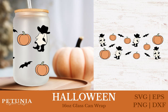 Halloween Can Glass | 16oz Libbey Can Glass Wrap SVG SVG Petunia Digital Design 