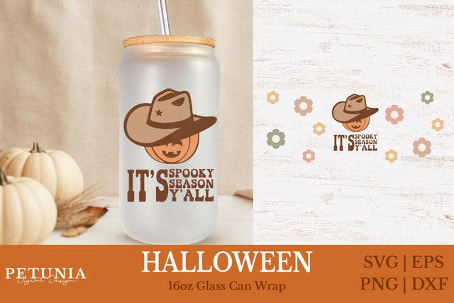 Halloween Can Glass | 16oz Libbey Can Glass Wrap SVG SVG Petunia Digital Design 