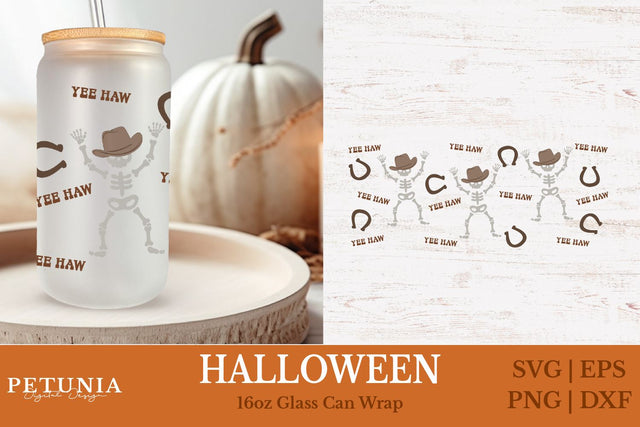 Halloween Can Glass | 16oz Libbey Can Glass Wrap SVG SVG Petunia Digital Design 