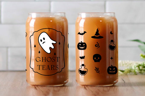 Halloween can glass ghost tears SVG KMarinaDesign 
