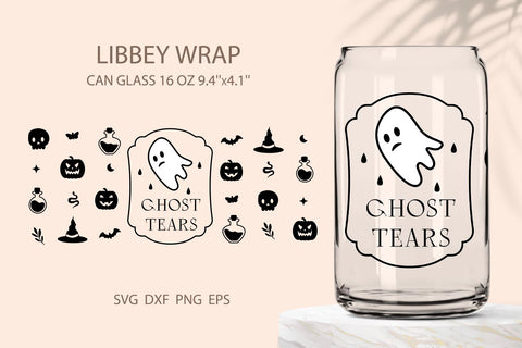 Halloween can glass ghost tears SVG KMarinaDesign 