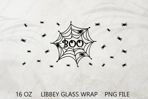 Halloween can glass sublimation, Halloween libbey wrap with spider web Sublimation AnastasiyaArtDesign 