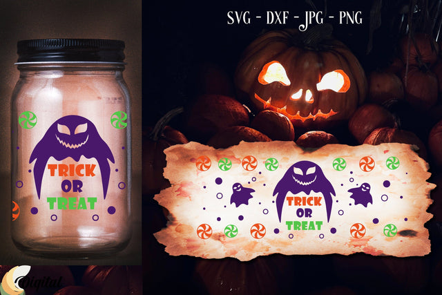 Halloween Can Glass SVG Decor. Halloween Ghost SVG. SVG Evgenyia Guschina 