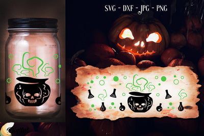 Halloween Can Glass SVG Decor. Halloween Pumpkin SVG. SVG Evgenyia Guschina 