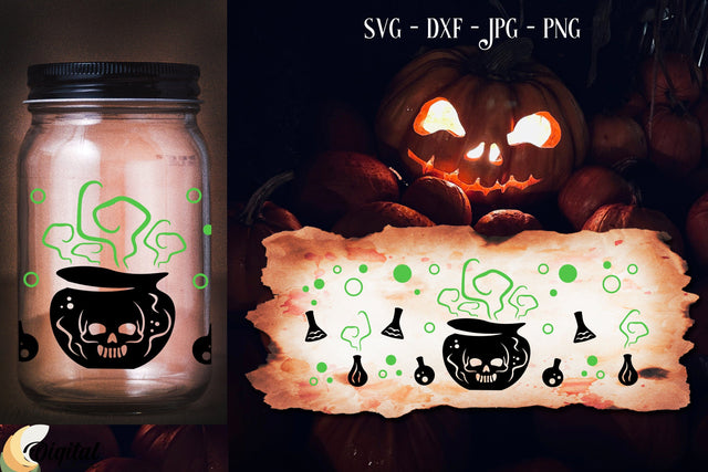 Halloween Can Glass SVG Decor. Halloween Pumpkin SVG. SVG Evgenyia Guschina 