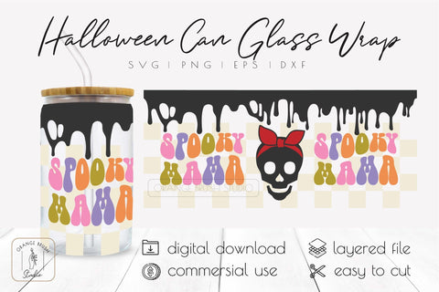 Halloween Can Glass Svg Libbey Beer Can Glass Wrap 16 Oz SVG OrangeBrushStudio 