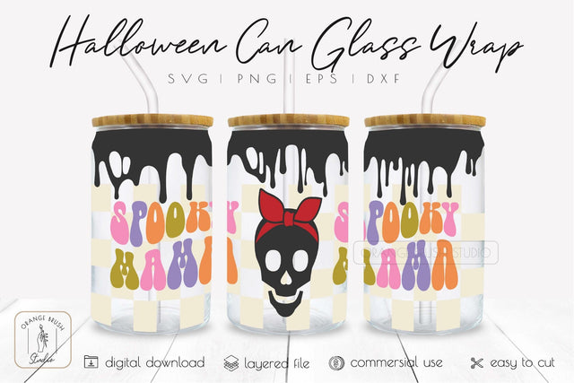 Halloween Can Glass Svg Libbey Beer Can Glass Wrap 16 Oz SVG OrangeBrushStudio 