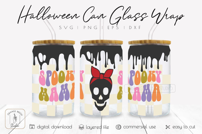 Halloween Can Glass Svg Libbey Beer Can Glass Wrap 16 Oz SVG OrangeBrushStudio 