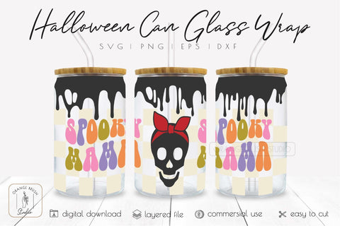 Halloween Can Glass Svg Libbey Beer Can Glass Wrap 16 Oz SVG OrangeBrushStudio 