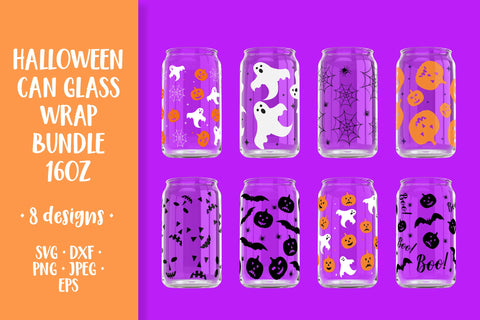 Halloween Can Glass Wrap Bundle SVG. Halloween Glass Can SVG LaBelezoka 