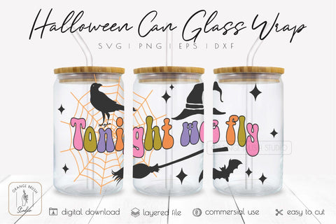 Halloween Can Glass Wrap| Libbey 16 oz Can Glass| Witch SVG SVG OrangeBrushStudio 