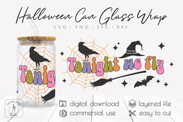 Halloween Can Glass Wrap| Libbey 16 oz Can Glass| Witch SVG SVG OrangeBrushStudio 