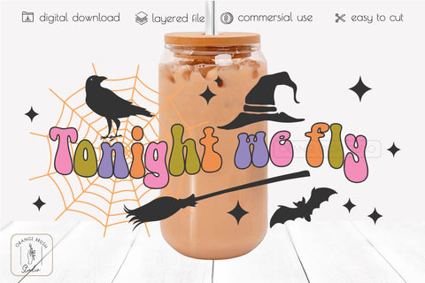 Halloween Can Glass Wrap| Libbey 16 oz Can Glass| Witch SVG SVG OrangeBrushStudio 