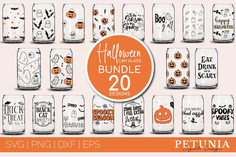 Halloween Can Glass Wrap SVG BUNDLE | Libbey Can Glass SVG SVG Petunia Digital Design 