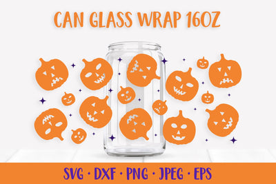 Halloween Can Glass Wrap SVG. Pumpkin Jack-o-Lantern Glass Can SVG LaBelezoka 