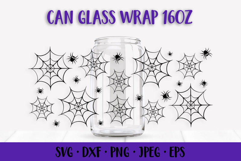 Halloween Can Glass Wrap SVG. Spider Web Glass Can SVG LaBelezoka 