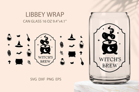 Halloween can glass wrap witches brew SVG KMarinaDesign 