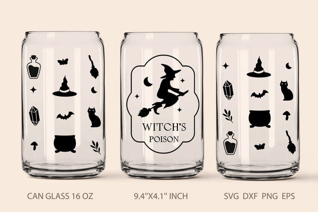 Halloween can glass wrap witches poison SVG KMarinaDesign 