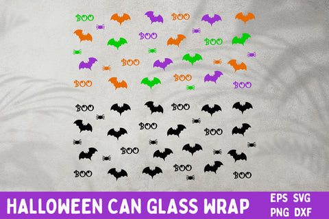 Halloween can glass wrap with bat, Halloween boo for 16oz libbey svg Sublimation AnastasiyaArtDesign 