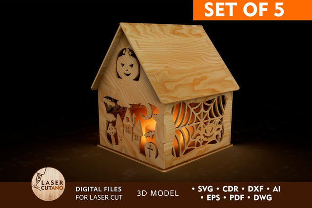 HALLOWEEN Candle Holder Decor Cut Files SVG LaserCutano 