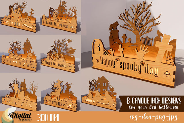 Halloween Candle Holders | 3D Layered Halloween Design | Scary and Horror SVG Evgenyia Guschina 