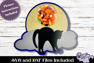Halloween Candy Dome Holder, Candy Ornament Black Cat Svg SVG Crafty Mama Studios 