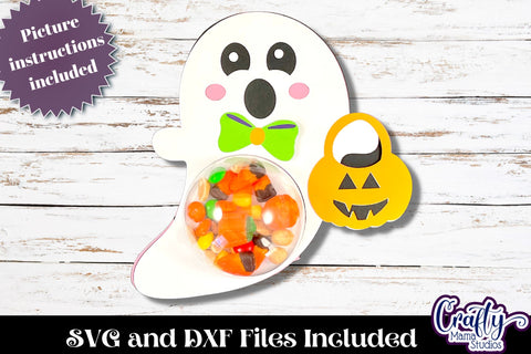 Halloween Candy Dome Holder, Candy Ornament Ghost Svg SVG Crafty Mama Studios 