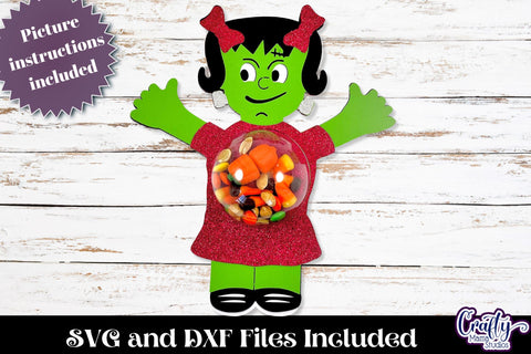 Halloween Candy Dome Holder, Candy Ornament Girl Monster Svg SVG Crafty Mama Studios 