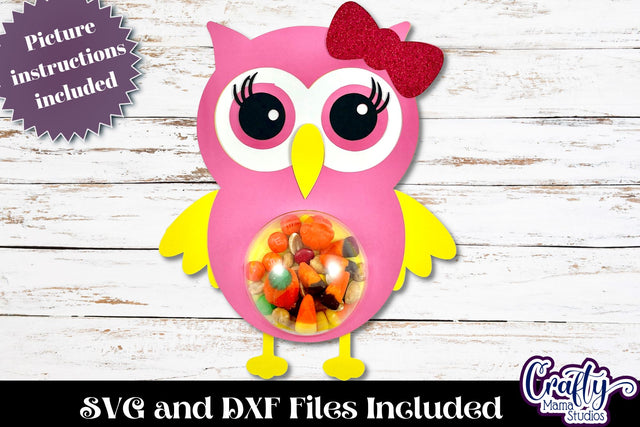Halloween Candy Dome Holder, Candy Ornament Girl Owl Svg SVG Crafty Mama Studios 