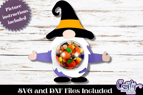 Halloween Candy Dome Holder, Candy Ornament Gnome Witch Svg SVG Crafty Mama Studios 