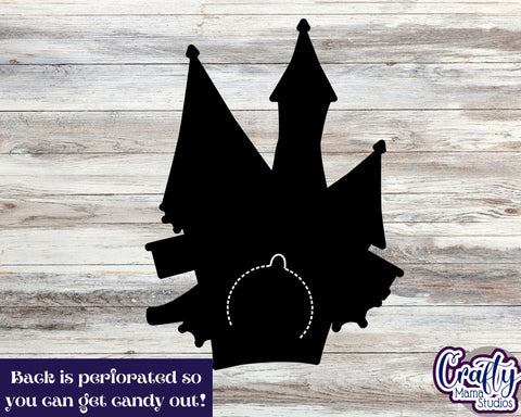 Halloween Candy Dome Holder, Candy Ornament Haunted House SVG Crafty Mama Studios 