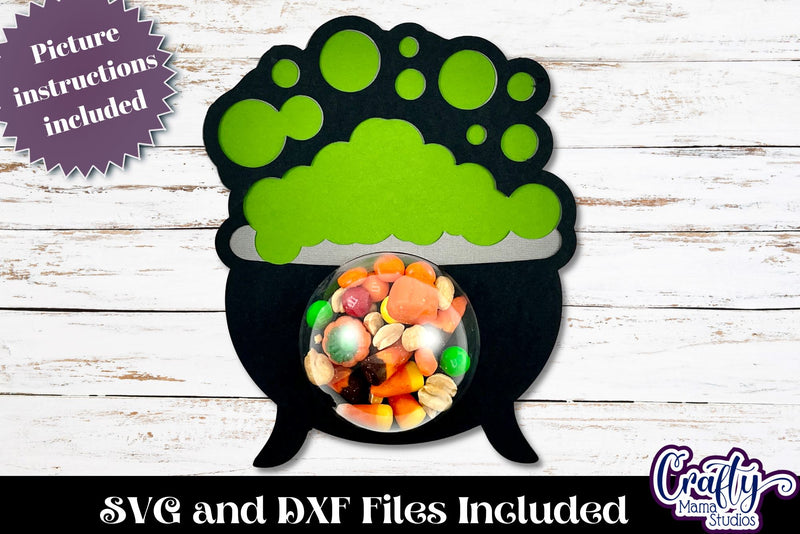 Halloween Candy Dome Holder, Candy Ornament Witch Cauldron SVG Crafty Mama Studios 