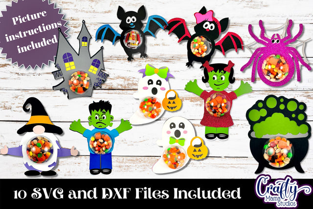 Halloween Candy Dome Ornaments Big Bundle Paper Candy Holder SVG Crafty Mama Studios 
