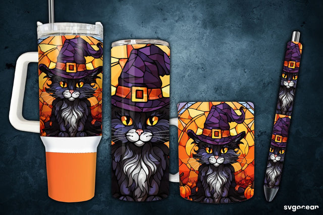 Halloween Cat Bundle | Tumbler | Mug | Pen Sublimation SvgOcean 