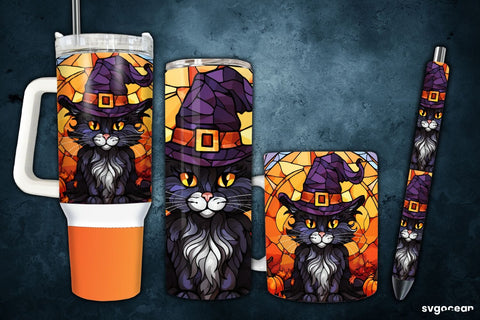 Halloween Cat Bundle | Tumbler | Mug | Pen Sublimation SvgOcean 