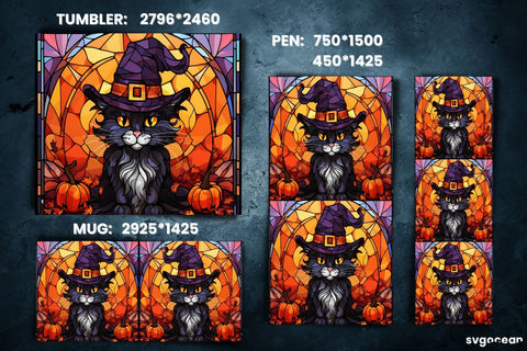 Halloween Cat Bundle | Tumbler | Mug | Pen Sublimation SvgOcean 