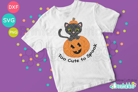 Halloween Cat in Pumpkin SVG Printable Cuttable Creatables 