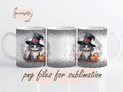 Halloween Cat Mug Wrap, Black Cat Mug Wrap Png, Black Cat Mug Wrap, Halloween Mug Design Sublimation PrintingLife 
