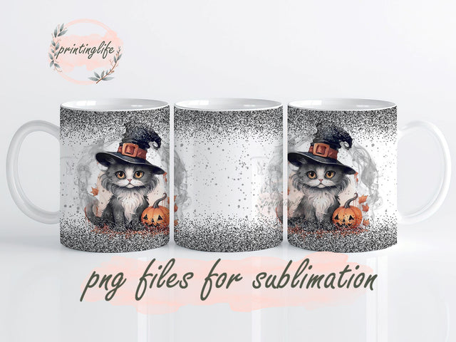 Halloween Cat Mug Wrap, Black Cat Mug Wrap Png, Black Cat Mug Wrap, Halloween Mug Design Sublimation PrintingLife 