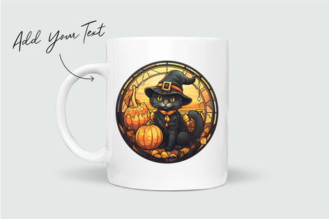 Halloween Cat Stained Glass Round PNG Sublimation Bundle Sublimation OrangeBrushStudio 