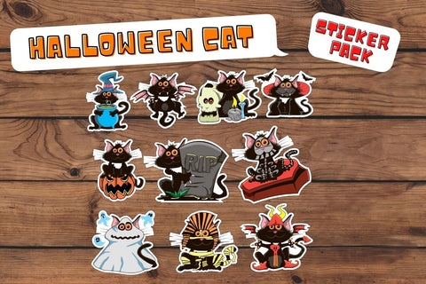 Halloween Cat Stickers Sublimation SvgOcean 