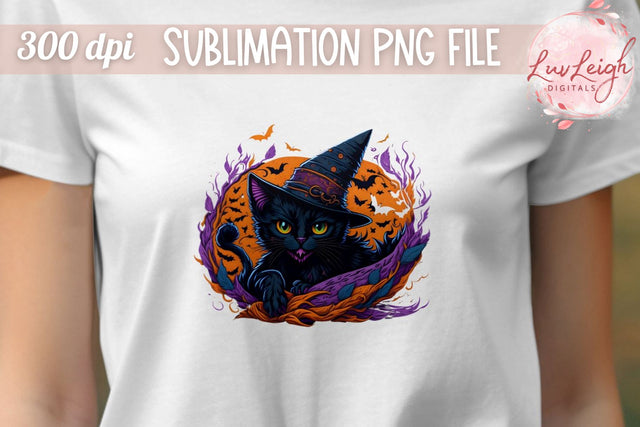 Halloween Cat T-shirt PNG Sublimation Luvleigh Digitals 