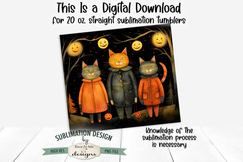 Halloween Cats 20 oz Sublimation Tumbler Design Sublimation Ewe-N-Me Designs 