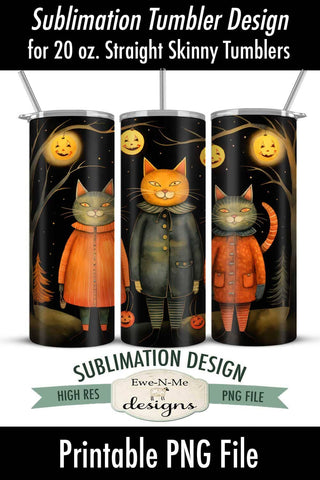 Halloween Cats 20 oz Sublimation Tumbler Design Sublimation Ewe-N-Me Designs 