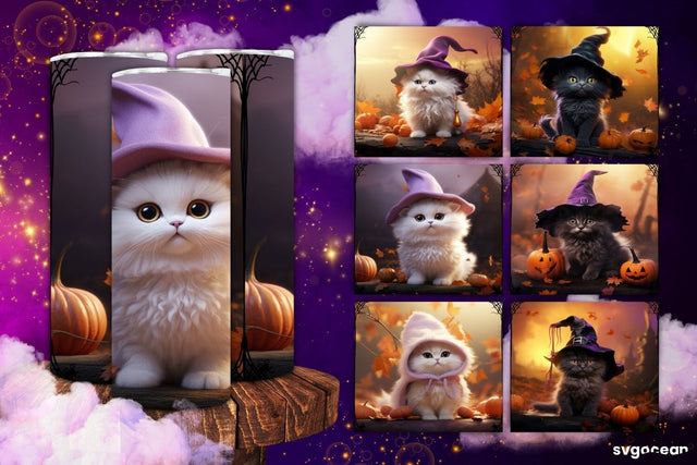 Halloween Cats Tumbler Wrap Bundle | 20 Oz | Sublimation Sublimation SvgOcean 